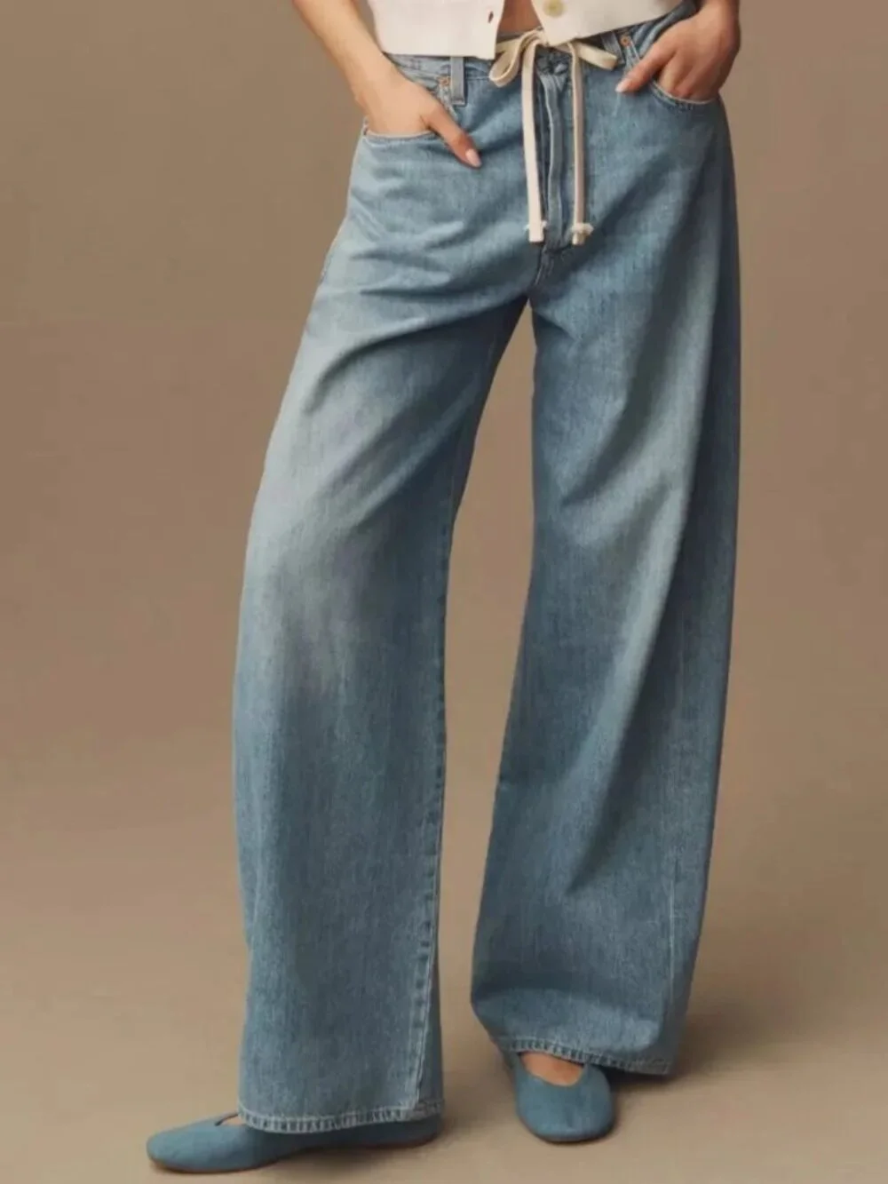 NEW $298 CITIZENS OF HUMANITY BRYNN DRAWSTRING HIGH RISE JEANS IN BLUE #3 SZ 28 - Picture 2 of 16